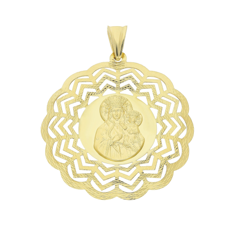 Medalik złoty Częstochowska w ażurowym kole próba 585