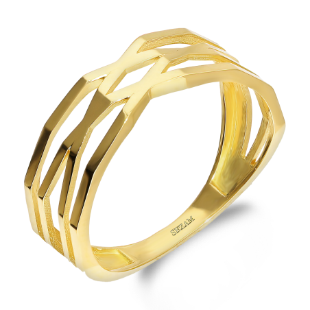 Pierścionek złoty X z gładkimi paskami AR XXAR6650-LP próba 585