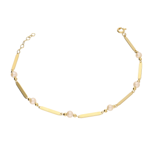 Złota bransoletka z perłami pr. 375 - JubilerSezam.pl