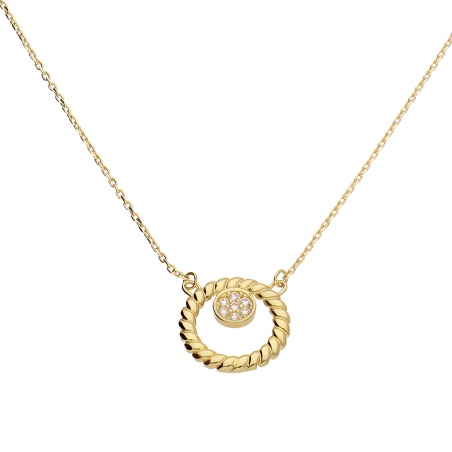Naszyjnik złoty koło sznur z białą cyrkonią/rolo reg. MZ T23-E-1396-3107-CZ próba 375