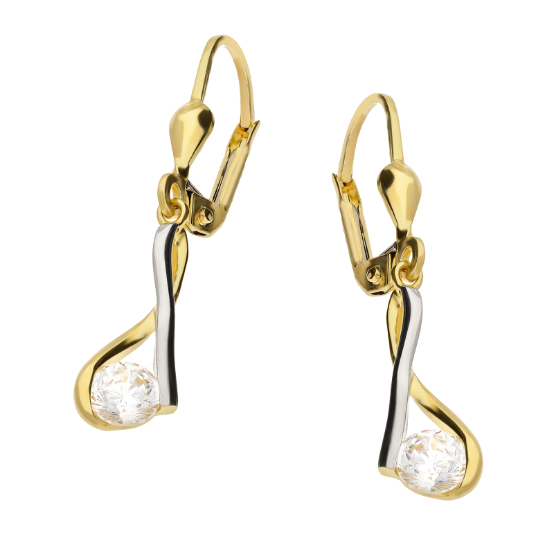 Kolczyki złote biała cyrkonia w ósemce