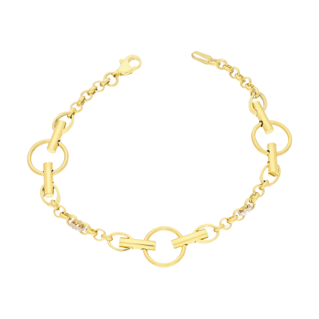 Złota Bransoletka Pr. 585 z Ramkami i Pałkami - JubilerSezam.pl