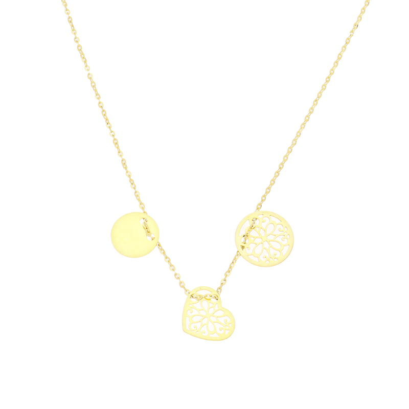 Naszyjnik złoty dwa kółka i serce/rolo AR X4CABLE8N-0073-II próba 375