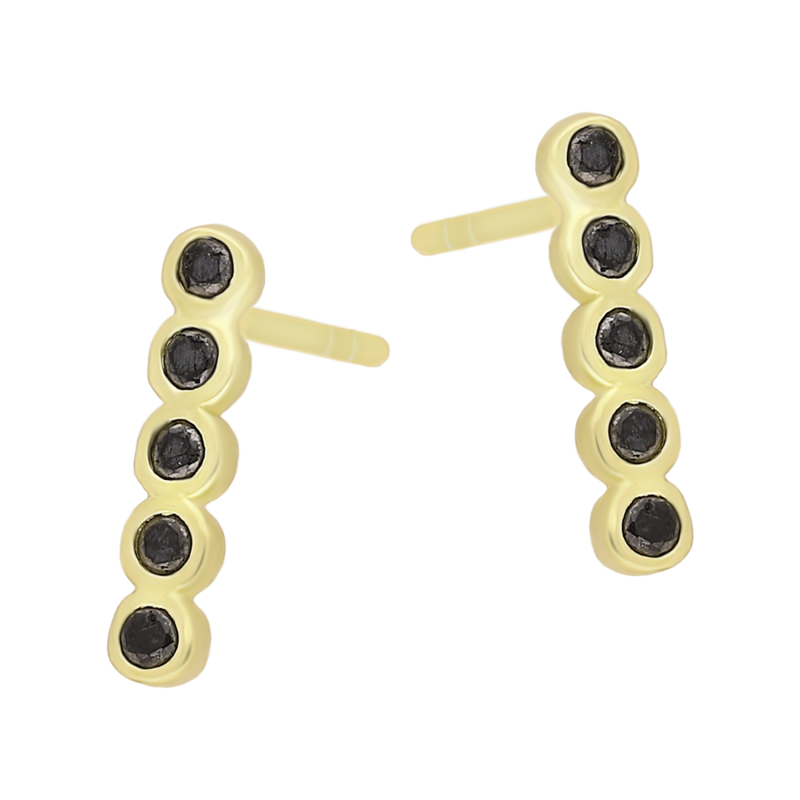 Kolczyki złote czarne cyrkonie w rzędzie/sztyft AR XCE6359-FO próba 375