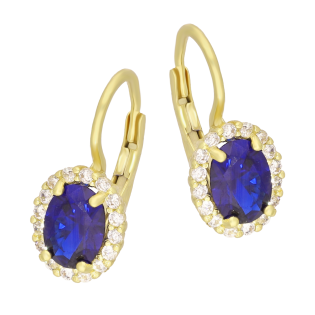 Kolczyki złote owalna markiza z szafirową cyrkonią/big.zam.  DJ 96-3063-1 SA próba 585