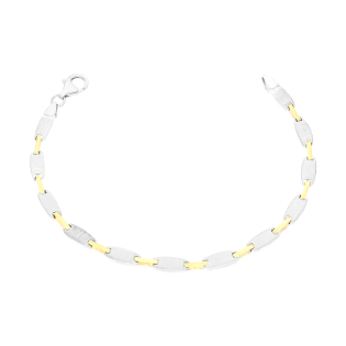 Srebrna Bransoletka Satynowe Owale Pozłacane Pr. 925 - JubilerSezam.pl