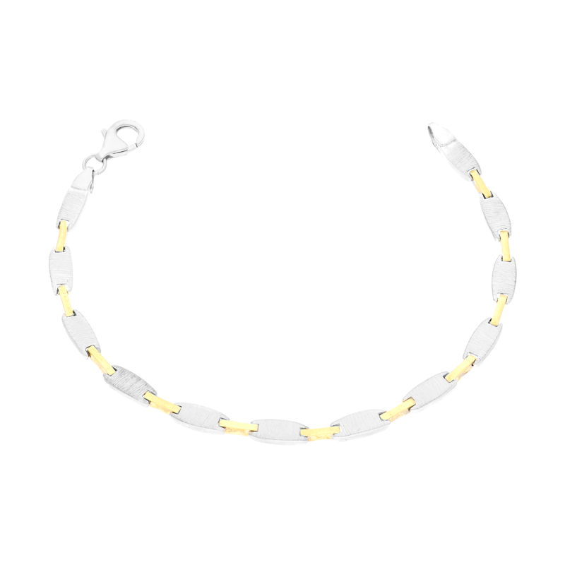 Srebrna Bransoletka Satynowe Owale Pozłacane Pr. 925 - JubilerSezam.pl