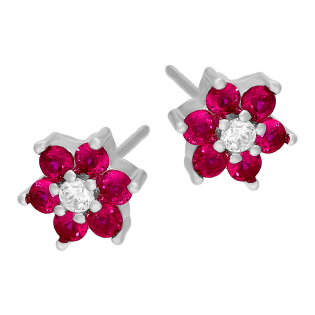 Srebrne kolczyki kwiatki z różowymi cyrkoniami pr. 925 - JubilerSezam.pl