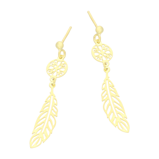 Kolczyki pozłacane koło z ornamentem i piórko/sztyft AT2024 GOLD próba 925