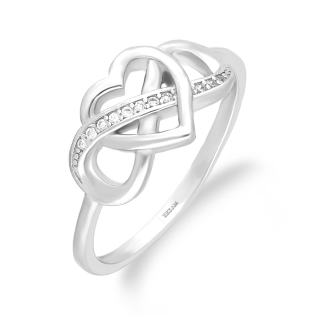 Srebrny Pierścionek Serce i Nieskończoność z Cyrkoniami - JubilerSezam.pl