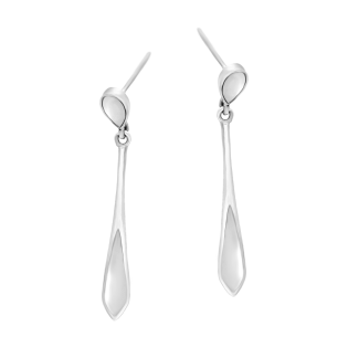 Kolczyki srebrne deltoid z białym opalem jubilerskim/sztyft HS2154 biały próba 925