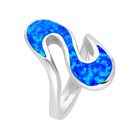 Srebrny Pierścionek z Niebieskim Opalem pr. 925 - JubilerSezam.pl