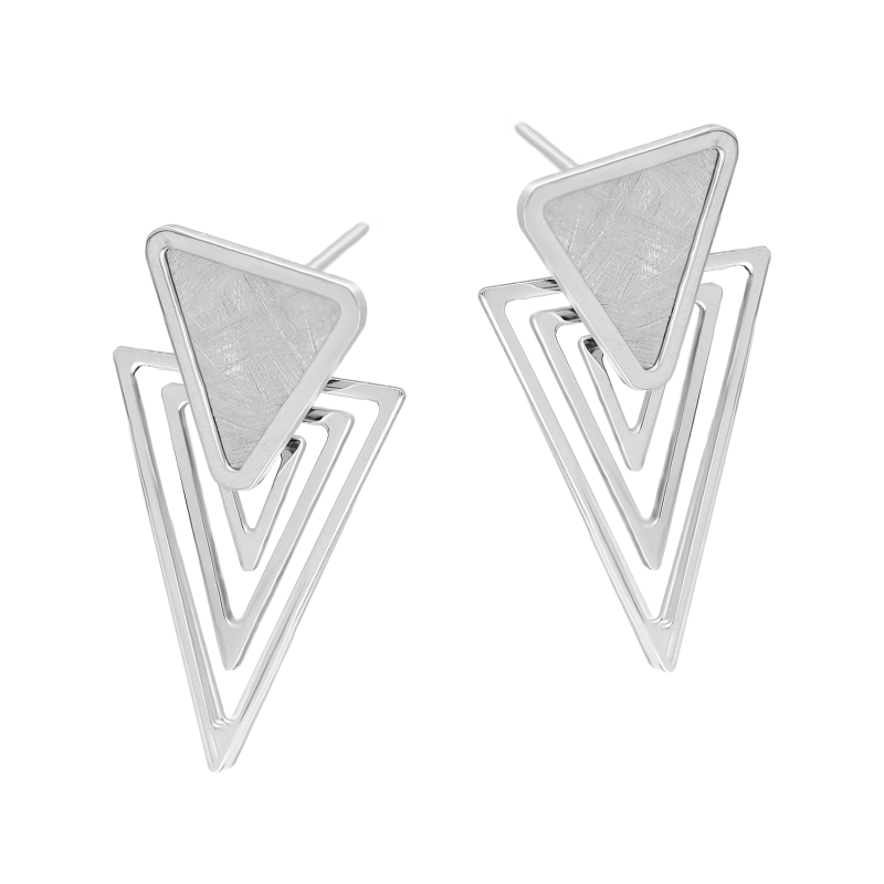 Srebrne Kolczyki Trójkąty Szczotkowane pr. 925 - JubilerSezam.pl