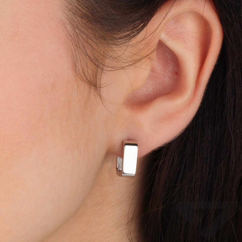 Kolczyki srebrne kwadratowe kółka 8mm/zatrzask OL KPE020 próba 925