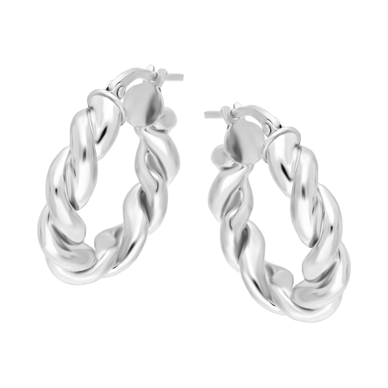 Kolczyki srebrne koła skręcane średnica 21 mm