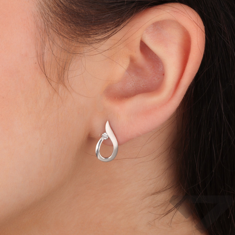 Kolczyki srebrne kropla z cyrkonią/sztyft OL LTS-E001 próba 925