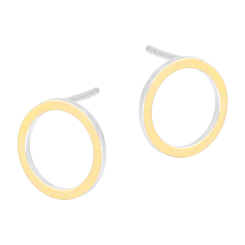 Kolczyki srebrne koło ze złotą blaszką 12mm/sztyft PX G0713.50_AU375 blaszka gold