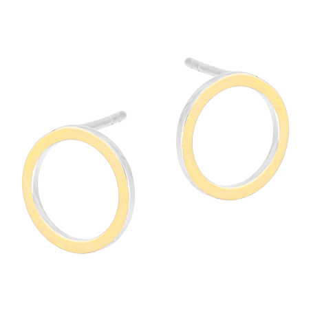 Kolczyki srebrne koło ze złotą blaszką 12mm/sztyft PX G0713.50_AU375 blaszka gold