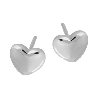 Kolczyki srebrne gładkie wypukłe serce/sztyft AT A0429-1 próba 925