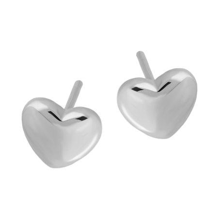 Kolczyki srebrne gładkie wypukłe serce/sztyft AT A0429-1 próba 925