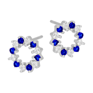 Kolczyki srebrne koło ramka z c.niebieskimi cyrkoniami/sztyft AT A0890-1 próba 925