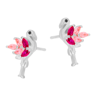 Srebrne kolczyki flamingi z cyrkoniami - JubilerSezam.pl