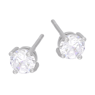 Srebrne kolczyki z cyrkonią 5mm pr. 925 - JubilerSezam.pl