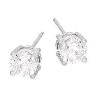 Srebrne Kolczyki z Cyrkonią 6mm Sztyft pr. 925 - JubilerSezam.pl