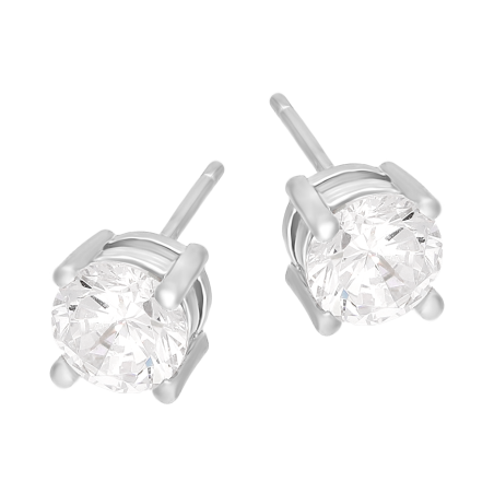 Srebrne Kolczyki z Cyrkonią 6mm Sztyft pr. 925 - JubilerSezam.pl