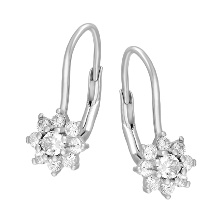 Srebrne kolczyki dla dziewczynki kwiatek z cyrkoniami - JubilerSezam.pl