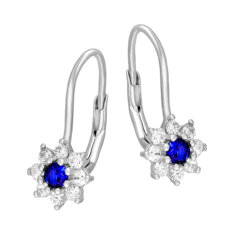 Srebrne kolczyki dla dziewczynki kwiatek z cyrkonią - JubilerSezam.pl