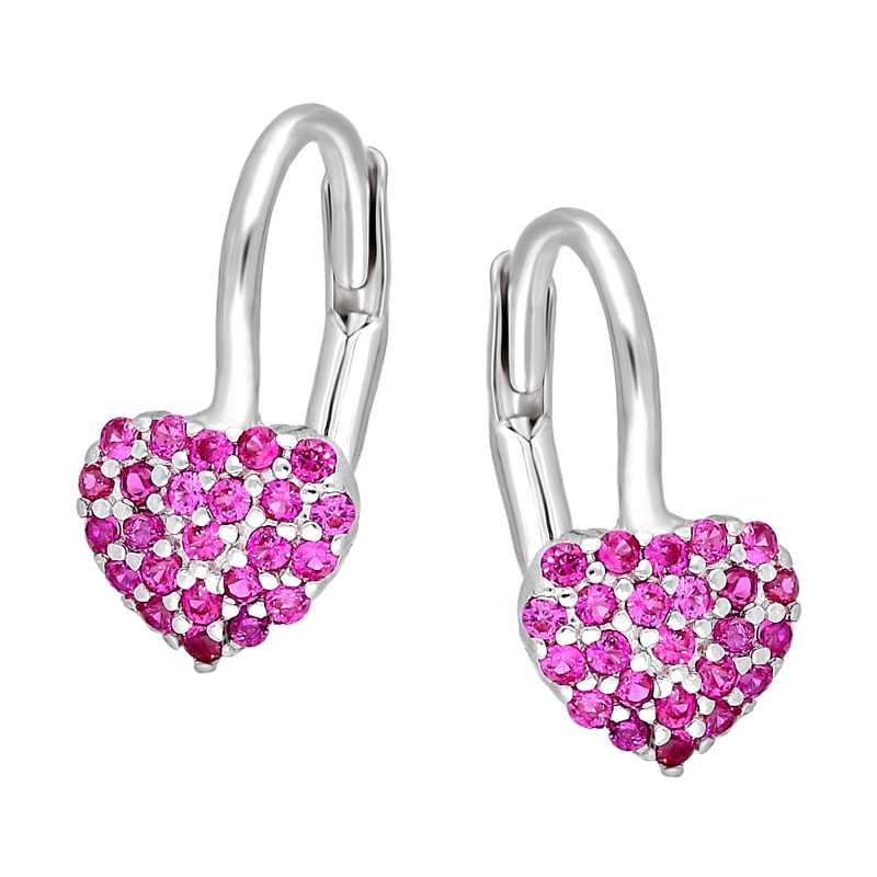 Srebrne kolczyki serca z cyrkoniami - JubilerSezam.pl