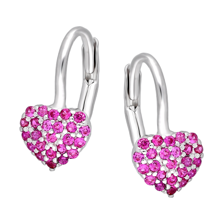 Srebrne kolczyki serca z cyrkoniami - JubilerSezam.pl