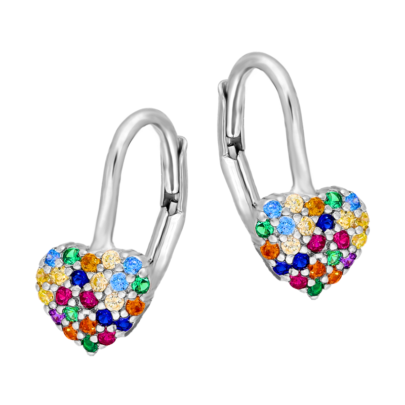 Srebrne kolczyki serca z cyrkoniami próby 925 - JubilerSezam.pl