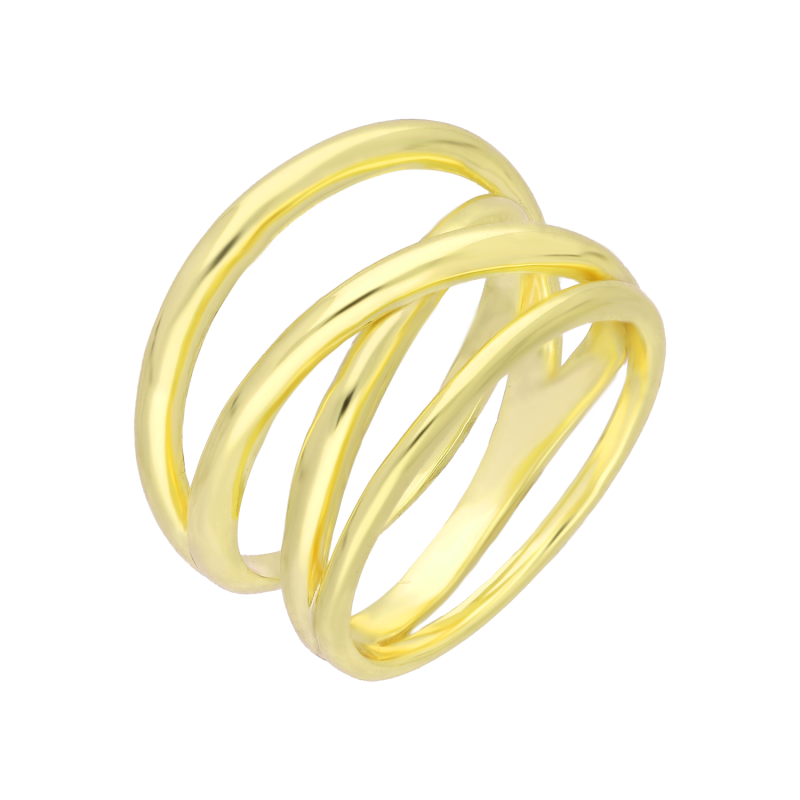 Pierścionek pozłacany gładka przeplatanka HS2109 GOLD próba 925