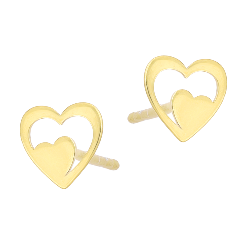 Kolczyki pozłacane serce w sercu/sztyft JZ 11037110 próba 925
