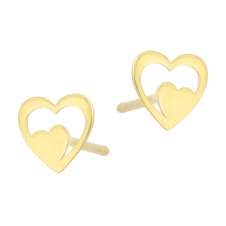 Kolczyki pozłacane serce w sercu/sztyft JZ 11037110 próba 925