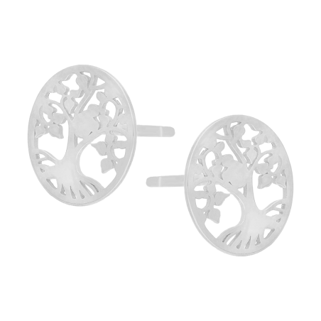 Kolczyki srebrne drzewko szczęścia w kole/sztyft M3-376 ROD próba 925