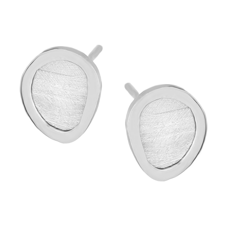 Kolczyki srebrne szczotkowany owal/sztyft M3-383 ROD próba 925