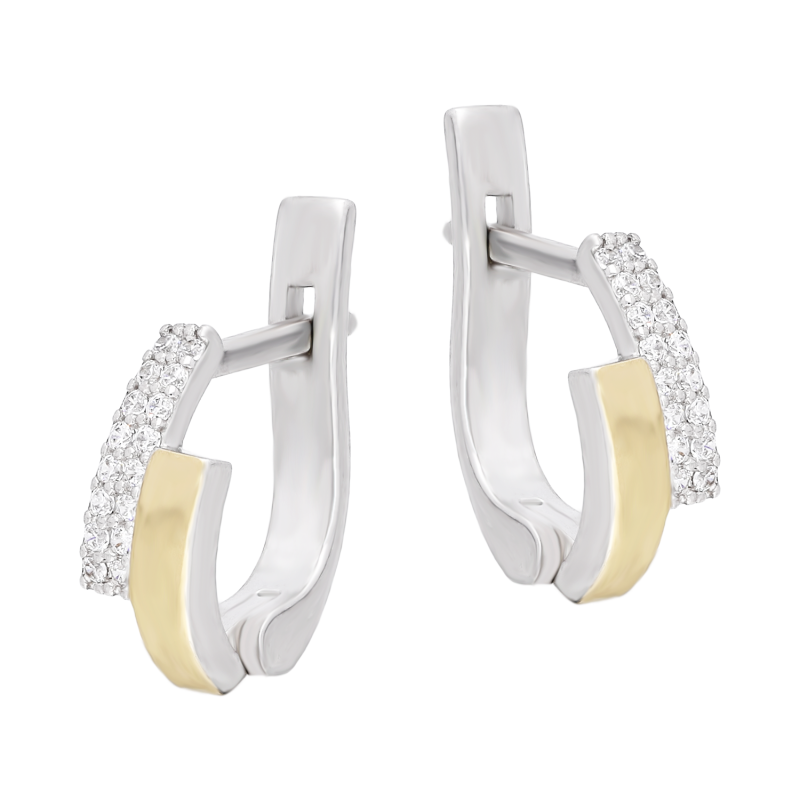 Kolczyki srebrne z cyrkoniami i złotą blaszką/ang.zap. PX G1233.10_AU375 blaszka gold