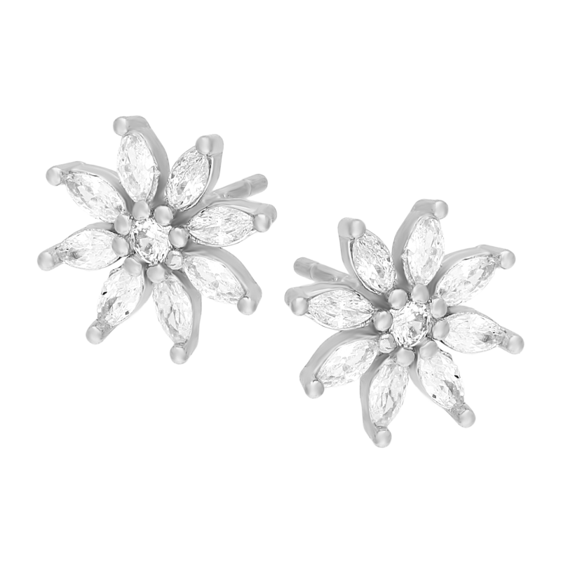 Srebrne kolczyki kwiatki z cyrkoniami - JubilerSezam.pl