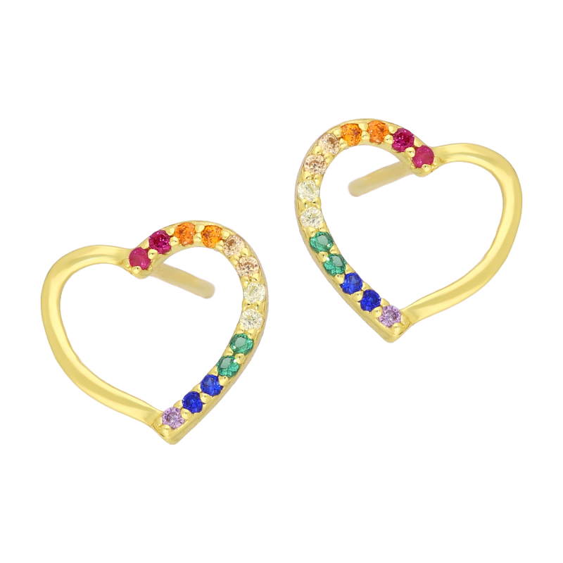 Pozłacane kolczyki serca z cyrkoniami - JubilerSezam.pl