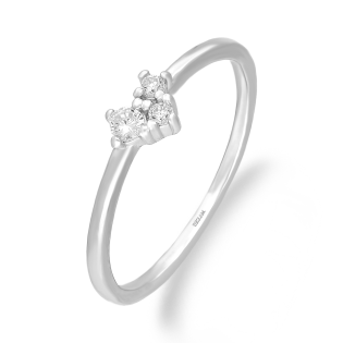 Pierścionek srebrny z trzema białymi cyrkoniami  HS2168 próba 925