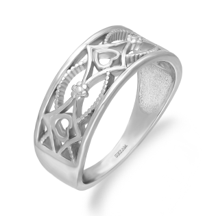 Srebrny Pierścionek Ażurowy z Sercem pr. 925 - JubilerSezam.pl