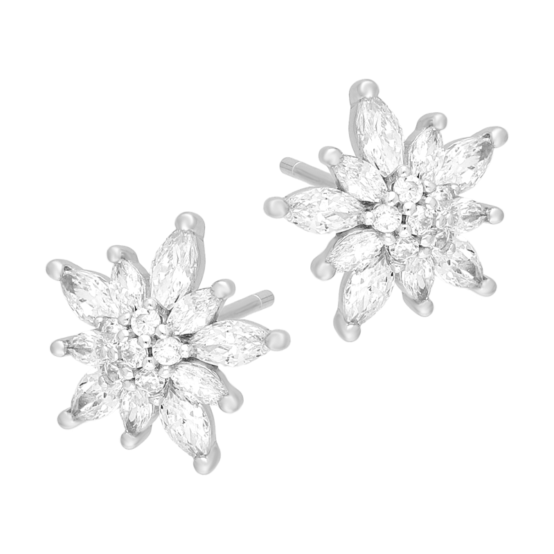 Srebrne kolczyki kwiatki z cyrkoniami pr. 925 - JubilerSezam.pl