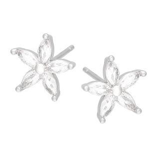 Kolczyki srebrne kwiat z białymi cyrkoniami/sztyft HS2195 próba 925