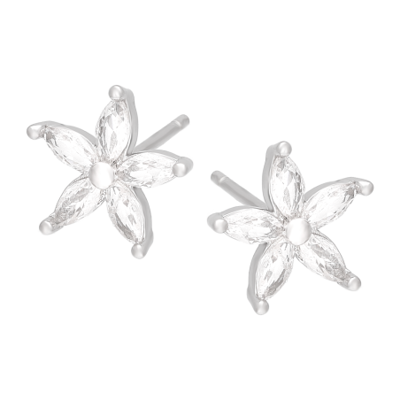 Kolczyki srebrne kwiat z białymi cyrkoniami/sztyft HS2195 próba 925