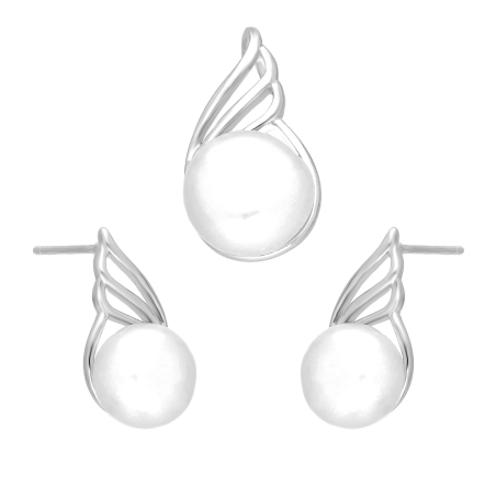 Srebrny Komplet z Perłą: Kolczyki i Zawieszka pr. 925 - JubilerSezam.pl