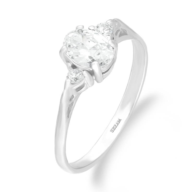 Srebrny Pierścionek z Cyrkonią Owalną pr. 925 - JubilerSezam.pl