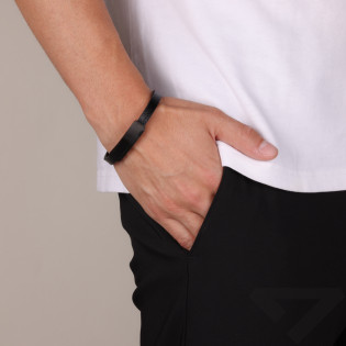 Bransoleta męska z czarną blaszką stalowa - JubilerSezam.pl